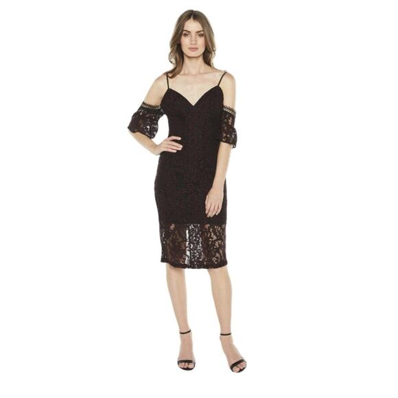 Bardot Dresses & Skirts - Bardot Taegen Lace Midi Dress Wine Black Size 10 NWOT $139 MSRP